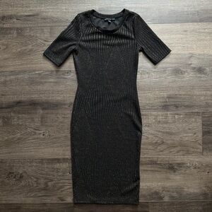 Haute Monde black and gold shimmer stretch bodycon dress